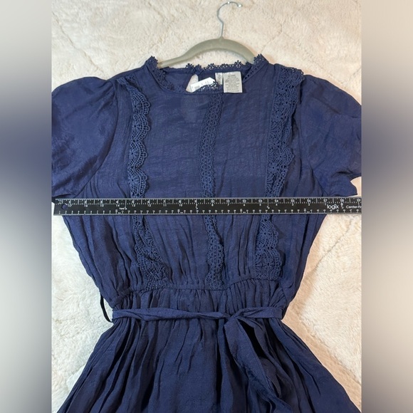 Forgotten Grace Juniors women’s Medium Blue tie waist mini Dress New NWT - Picture 4 of 7